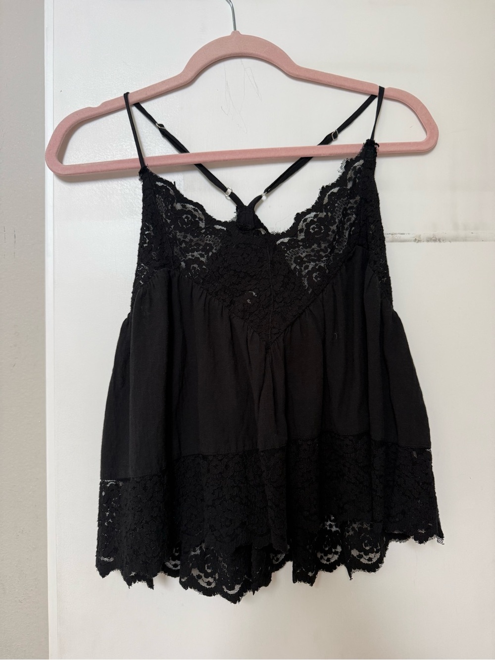 Free People Black Lace Trim Camisole